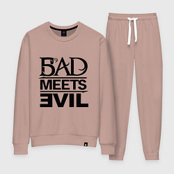 Костюм хлопковый женский Bad Meets Evil, цвет: пыльно-розовый