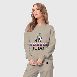 Костюм хлопковый женский Russia judo, цвет: миндальный — фото 2