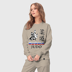 Костюм хлопковый женский Russia Judo, цвет: миндальный — фото 2