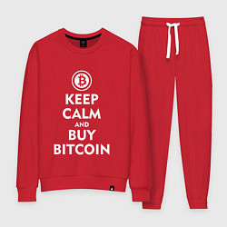 Костюм хлопковый женский Keep Calm & Buy Bitcoin, цвет: красный