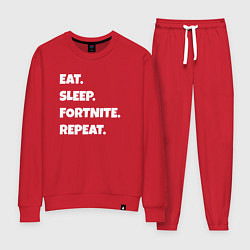 Костюм хлопковый женский Eat Sleep Fortnite Repeat, цвет: красный