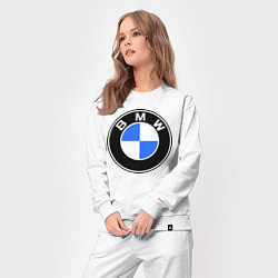 Костюм хлопковый женский Logo BMW, цвет: белый — фото 2