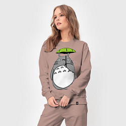 Костюм хлопковый женский Totoro с зонтом, цвет: пыльно-розовый — фото 2