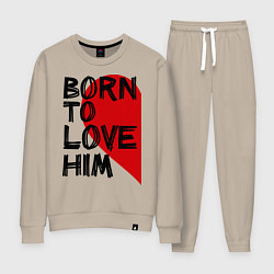 Костюм хлопковый женский Born to love him, цвет: миндальный