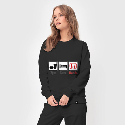 Женский костюм Главное в жизни - еда, сон, honda / Черный – фото 3