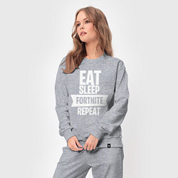 Костюм хлопковый женский Eat Sleep Fortnite Repeat, цвет: меланж — фото 2