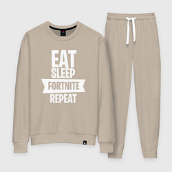 Костюм хлопковый женский Eat Sleep Fortnite Repeat, цвет: миндальный