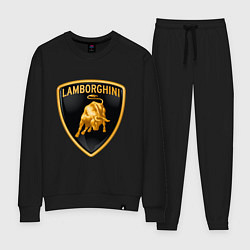 Костюм хлопковый женский Lamborghini logo, цвет: черный