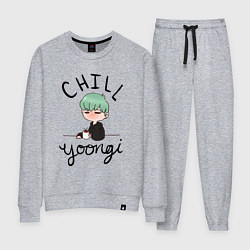 Костюм хлопковый женский Chill Yoongi, цвет: меланж