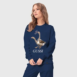 Костюм хлопковый женский GUSSI eat GUCCI, цвет: тёмно-синий — фото 2