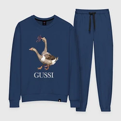 Костюм хлопковый женский GUSSI eat GUCCI, цвет: тёмно-синий