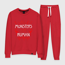 Костюм хлопковый женский ALL MONSTERS ARE HUMAN, цвет: красный