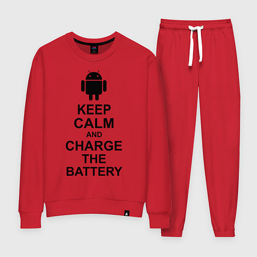 Женский костюм Keep Calm & Charge The Battery (Android) / Красный – фото 1