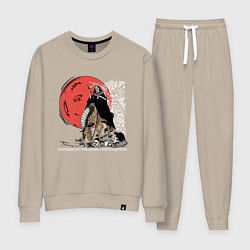 Костюм хлопковый женский Темный всадник, цвет: миндальный