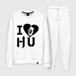 Костюм хлопковый женский I love HU, цвет: белый