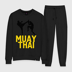 Костюм хлопковый женский Muay Thai, цвет: черный