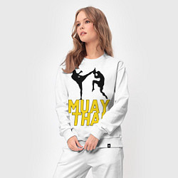 Костюм хлопковый женский Muay Thai, цвет: белый — фото 2