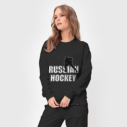 Костюм хлопковый женский Russian hockey, цвет: черный — фото 2