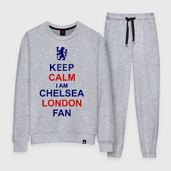 Костюм хлопковый женский Keep Calm & Chelsea London fan, цвет: меланж