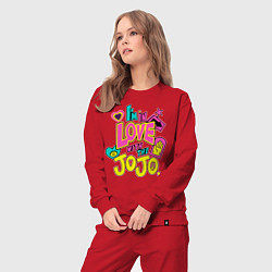 Костюм хлопковый женский Love JoJo, цвет: красный — фото 2