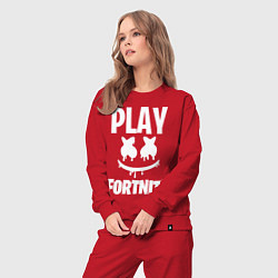 Костюм хлопковый женский Marshmello: Play Fortnite, цвет: красный — фото 2