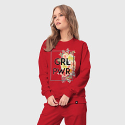 Костюм хлопковый женский GRL PWR, цвет: красный — фото 2