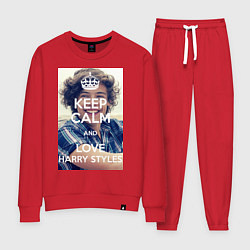 Костюм хлопковый женский Keep Calm & Love Harry Styles, цвет: красный