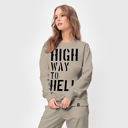 Костюм хлопковый женский High way to hell, цвет: миндальный — фото 2