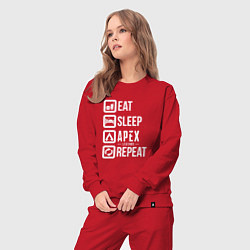 Костюм хлопковый женский Eat, Sleep, Apex, Repeat, цвет: красный — фото 2