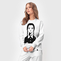 Костюм хлопковый женский Wednesday Addams, цвет: белый — фото 2