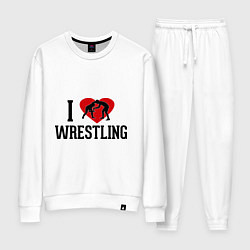 Костюм хлопковый женский I love wrestling, цвет: белый