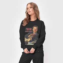 Костюм хлопковый женский Im not alcoholic, цвет: черный — фото 2