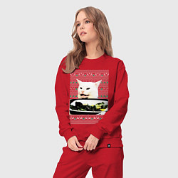 Костюм хлопковый женский Woman Yelling at a Cat, цвет: красный — фото 2