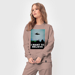 Костюм хлопковый женский I WANT TO BELIEVE, цвет: пыльно-розовый — фото 2