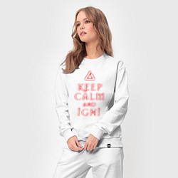 Костюм хлопковый женский Keep calm and igni, цвет: белый — фото 2