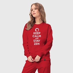 Костюм хлопковый женский Keep calm & stay Zen, цвет: красный — фото 2