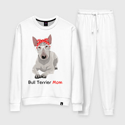 Костюм хлопковый женский Bull terrier Mom, цвет: белый