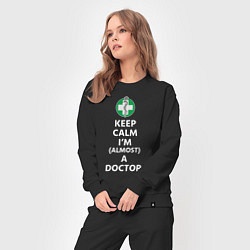 Костюм хлопковый женский Keep calm I??m a doctor, цвет: черный — фото 2