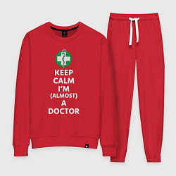 Костюм хлопковый женский Keep calm I??m a doctor, цвет: красный