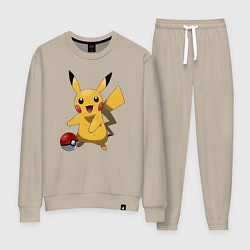 Костюм хлопковый женский Пикачу, цвет: миндальный