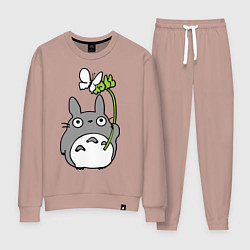 Костюм хлопковый женский Totoro и бабочка, цвет: пыльно-розовый