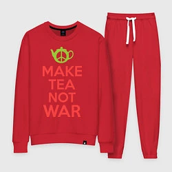 Костюм хлопковый женский Make tea not war, цвет: красный