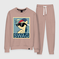 Костюм хлопковый женский Rainbow Dash swag, цвет: пыльно-розовый