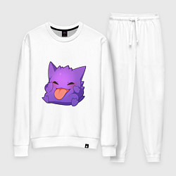 Костюм хлопковый женский Монстрик показывает язык, цвет: белый