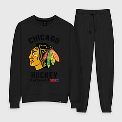 Костюм хлопковый женский CHICAGO BLACKHAWKS NHL, цвет: черный