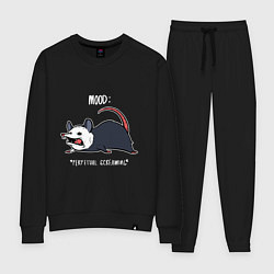 Костюм хлопковый женский Настроение: Кричать и лежать, цвет: черный