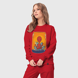Костюм хлопковый женский Alien Meditation, цвет: красный — фото 2