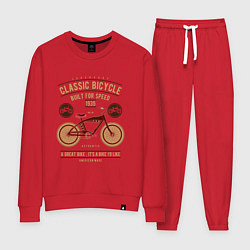 Костюм хлопковый женский Классический велосипед, цвет: красный