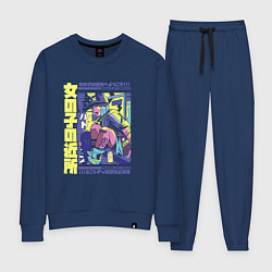 Костюм хлопковый женский Cyberpunk Urban Anime Girl, цвет: тёмно-синий