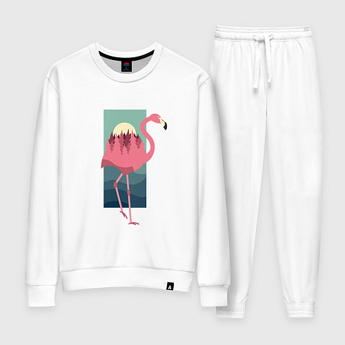 Женский костюм Фламинго лес и закат / Белый – фото 1
